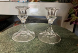 Pair of Small Glass Candlestick Holders