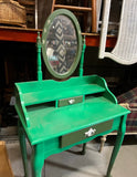 Kelly Green Wooden Vanity With Flipping Mirror