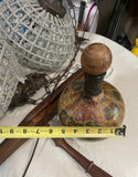 Vintage Wooden Italian Decanter With Paper Mache Accents