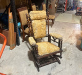 Vintage Faux Fur Barley Twist Rocking Chair