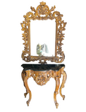 Vintage Syroco Detailed Mirror and Console Table With Stone Top Set