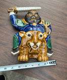 Small Ceramic Warrior and Tiger Decorative Piece