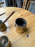 Vintage Wooden and Brass Coffee Set