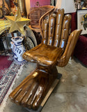 1970s Pedro Friedeburg Hand Foot Chair Heavy Solid Wood