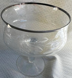 Dorothy Draper Chrome Rim Etched Champagne Glass