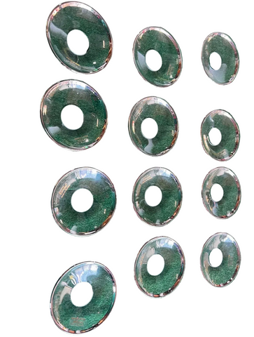Set of 12 Swedish Glass Silver Rimmed Candle Holders
