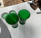 Pair of Green Glass Tall Vases