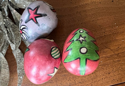Hand Painted African Stone Eggs - Set of 3