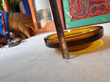 Pair of Round Amber Colored Glass Ashtrays