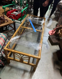 Bamboo Boho Glass Top Coffee Table