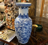 Large Blue and White Ceramic Chinoserie Vase