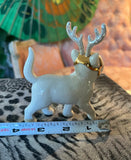 Vintage Lennox Ceramic Christmas Cat With Reindeer Antlers