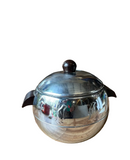 Silver Round Ice Bucket/Champagne Bucket With Wood Handles and Penguin Details