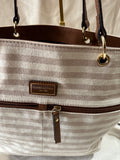 Tan Stripped Tommy Hilfiger Tote Bag