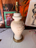 Vintage Floral Sculptural White Pottery Lamp