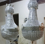 Crystal and Gold Hollywood Regency Bow and Garland Chandelier