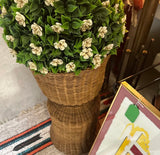 Boho Wicker Stand With Faux Greenery and Flowers
