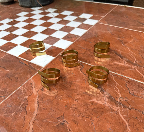 Collection of Small Brass Spiral Napkin Rings- Set of 5