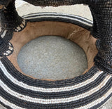 Black and White Hand Beaded African Style Stool