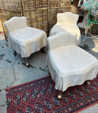 1970s Trompe L'oeil John Dickinson Set of 3 Draped Vanity Chairs