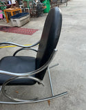Chrome and Black Leather Vintage Modern Style Rocking Chair