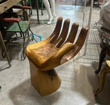 Vintage Hand Carved Natural Wood Hand Chair