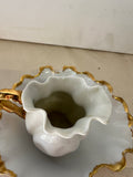 Ceramic Creamer Cup and Saucer With Gold Lining
