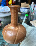 Small Brown Ceramic Boho Chic Vase, Signed by the Artist