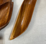 Trio of Wooden Hand Carved Leaf Catchalls