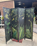 Hand Painted and Signed by the Artist Black Foliage Screen Divider