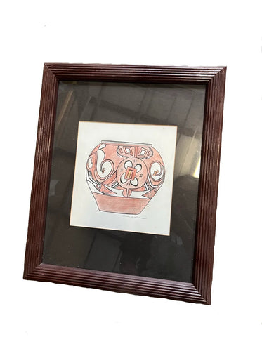 Framed Minimalist Drawing of a Vase
