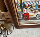 Vintage Painting of the Varsity With Classic Cars, Framed