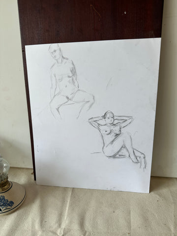 Front and Back Nude Erotic Drawing of Models