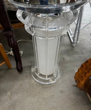 Lucite Light Up Side Table With Signed Clock Table Top
