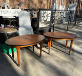 (Rentable Only) Pair of Oval Wooden Rolling Tables