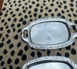 Collection of Miniature Silver Etched Serving Trays- Set of 6