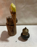 Wooden Pelican and Black and Brass Salt and Pepper Shaker