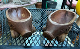 1970s Pair of Wooden Hand Carved Pig Catchalls