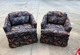 Chanel Inspired Dark Blue Navy Upholstered Wheat Swiveling Chairs