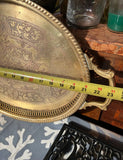 1970s Heavy Brass Etched Detailed Decorative Tray