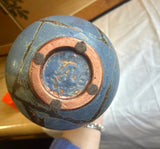 Vintage Blue Asian Abstract Pottery Vase