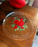 30th Anniversary Roses Glass Round Platter