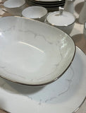 Collection of Noritake Silver Rimmed Plates and Serving Pieces- Set of 24