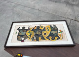 Leon Dusso Figurative African Style Painting in Frame