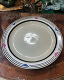 1980s Stoneware Plate With Blue and Pink Accents