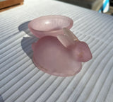 Pink Frosted Glass Bunny Dish