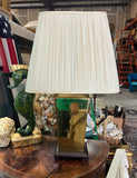 Vintage Brass Box Lamp With Greek Key and Floral Accents