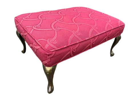 Red Covered Ottoman With Gold Legs