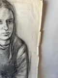 Charcoal Drawing of Pensive Girl