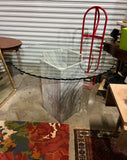 Geometric Marble Table and Scalloped Glass Top